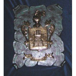 Escudo Heráldico Doble en Pergamino de Bronce