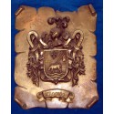 Escudo Heráldico Doble en Pergamino de Bronce